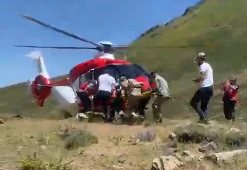 Yaylada yaralanan vatandaş helikopterle hastaneye kaldırıldı